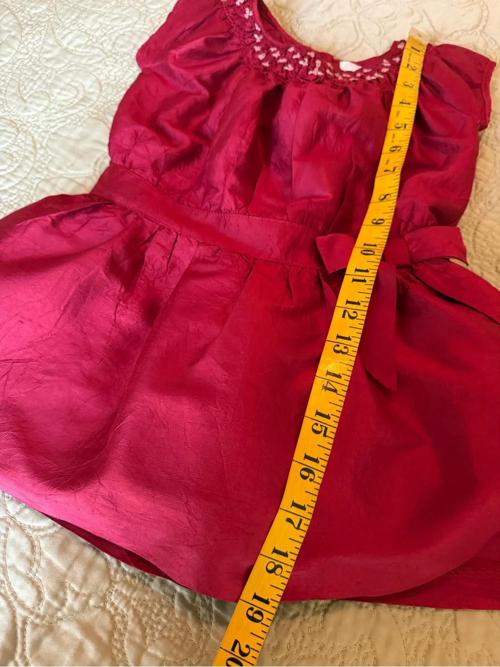Janie and Jack Burgundy Silk Party Dress 12–18M Smocked Floral Holiday